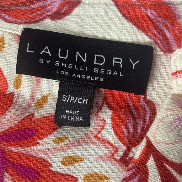 Laundry by Shelli Segal Womens Small Floral Linen Button Down Crop Shirt NWT - Picture 7 of 8